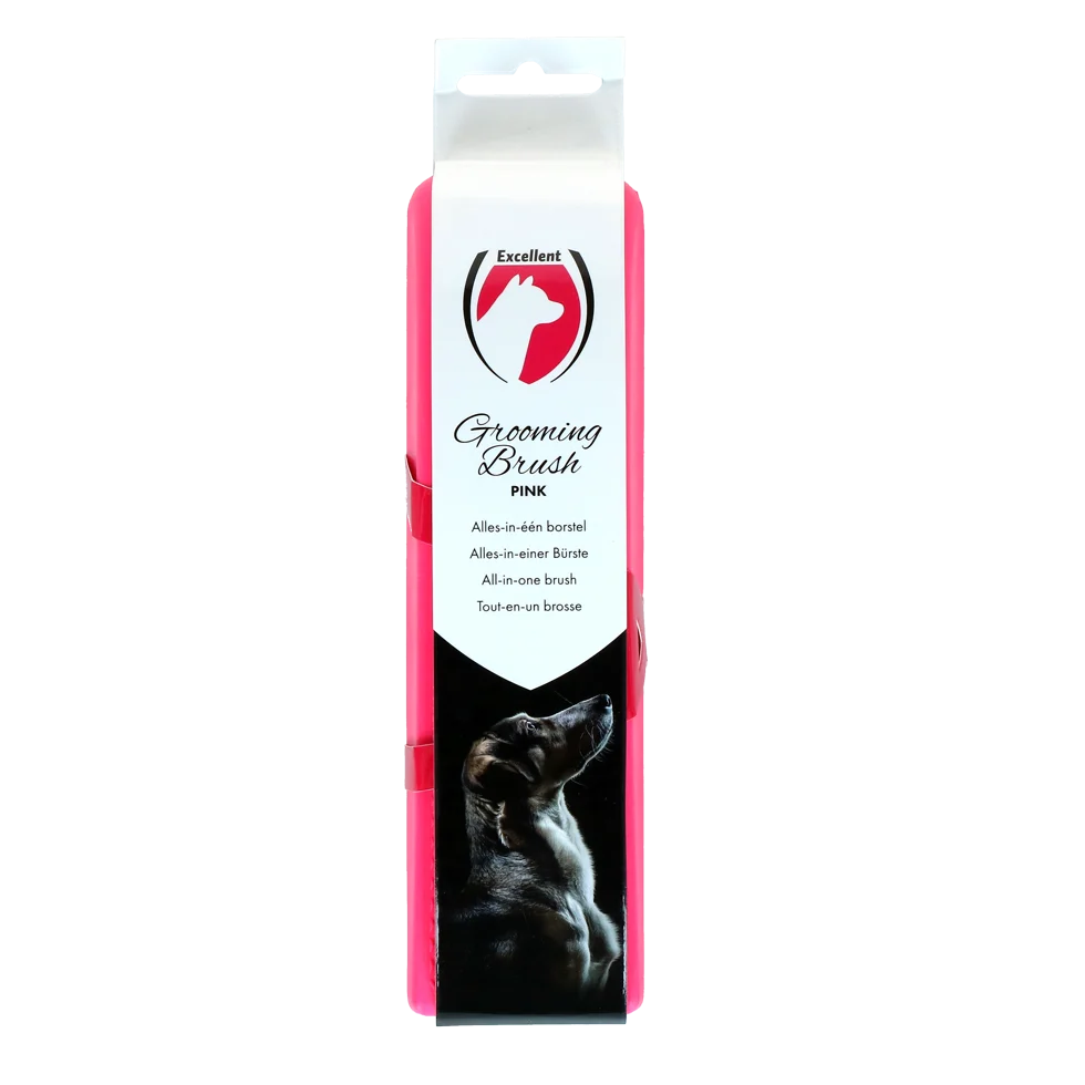 Kartáč pro mytí a masáž psa Medium růžový, 17,5 cm – Excellent Pets Grooming Brush - Obrázek 1