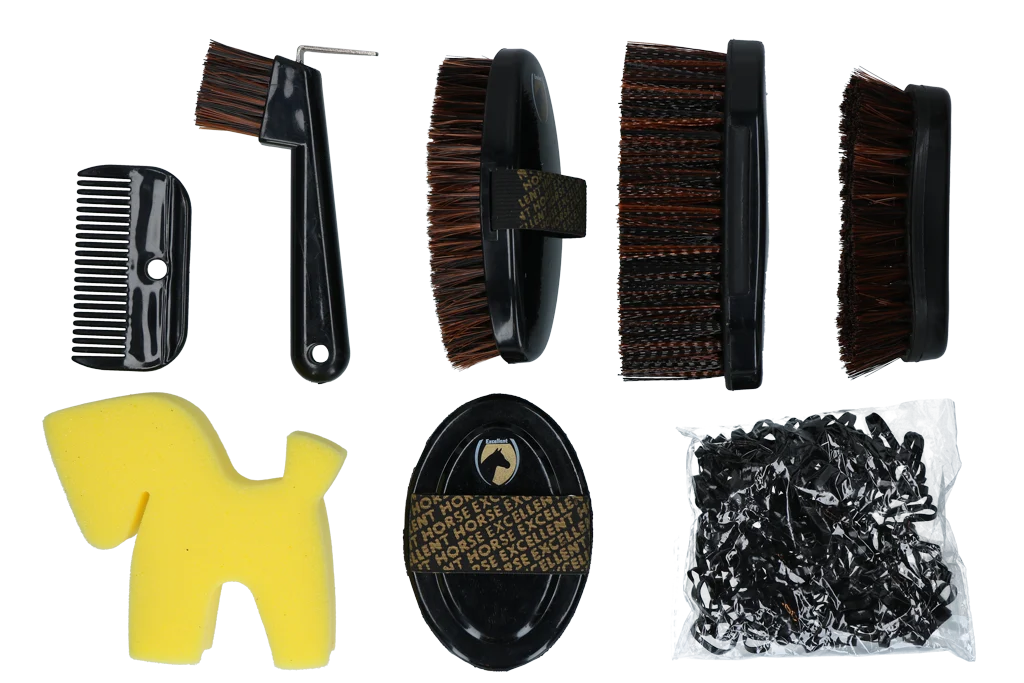 Čisticí sada pro mladé jezdce s batohem, 200 gumiček – Excellent Horse Grooming Set Junior - Obrázek 2