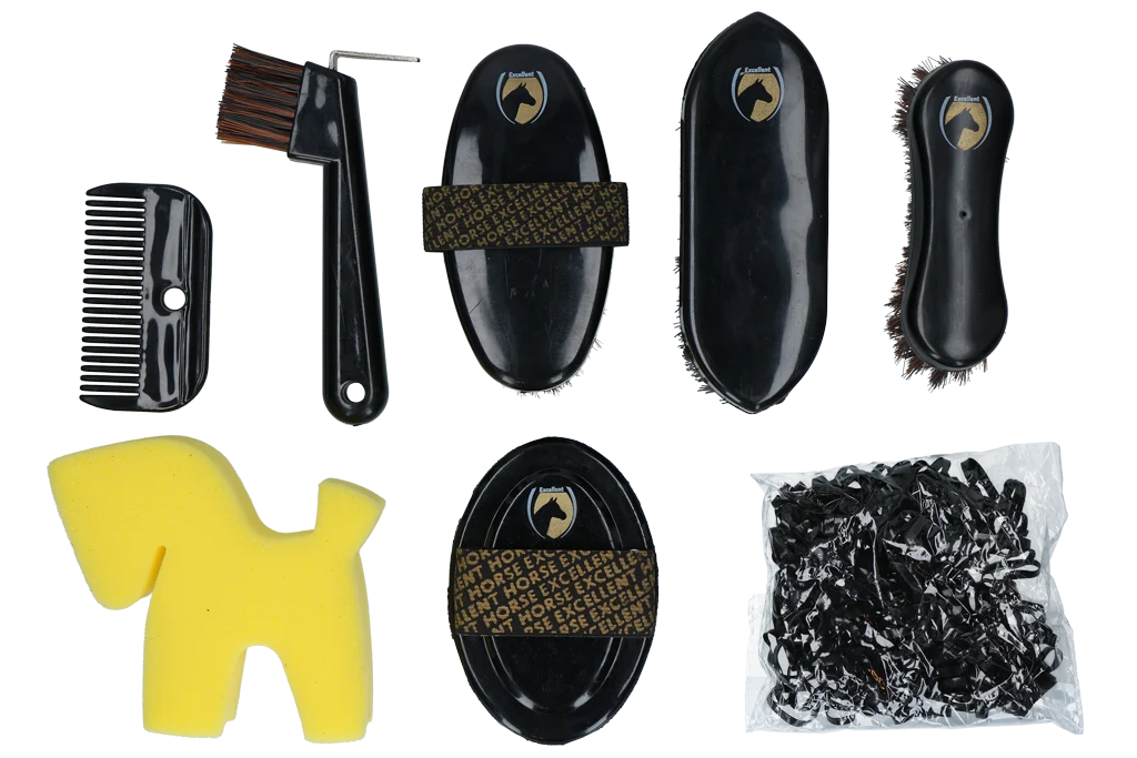 Čisticí sada pro mladé jezdce s batohem, 200 gumiček – Excellent Horse Grooming Set Junior - Obrázek 3