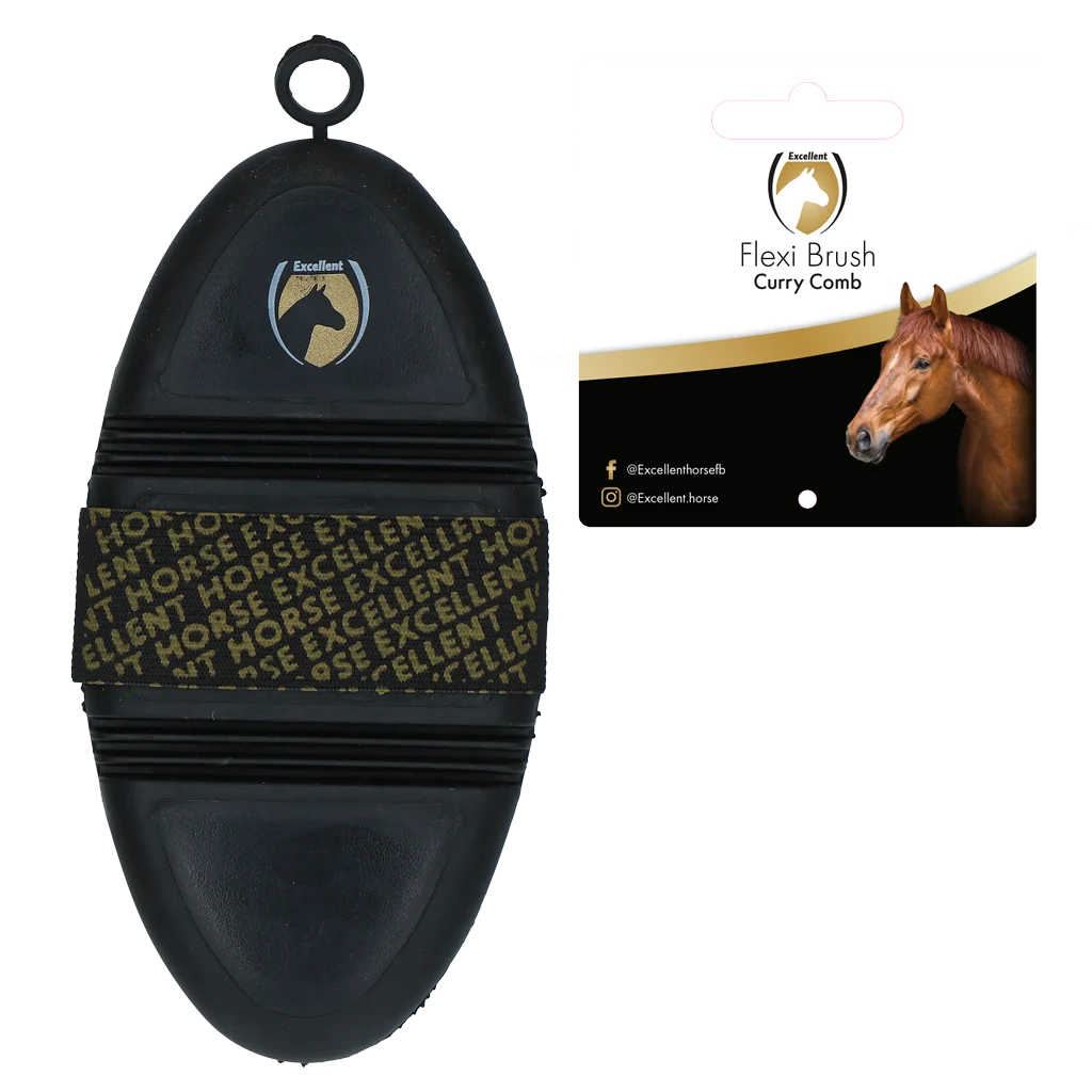 Hřbílko na uvolněnou srst s pružnou horní částí – Excellent Horse Flexi Brush Curry Comb - Obrázek 2