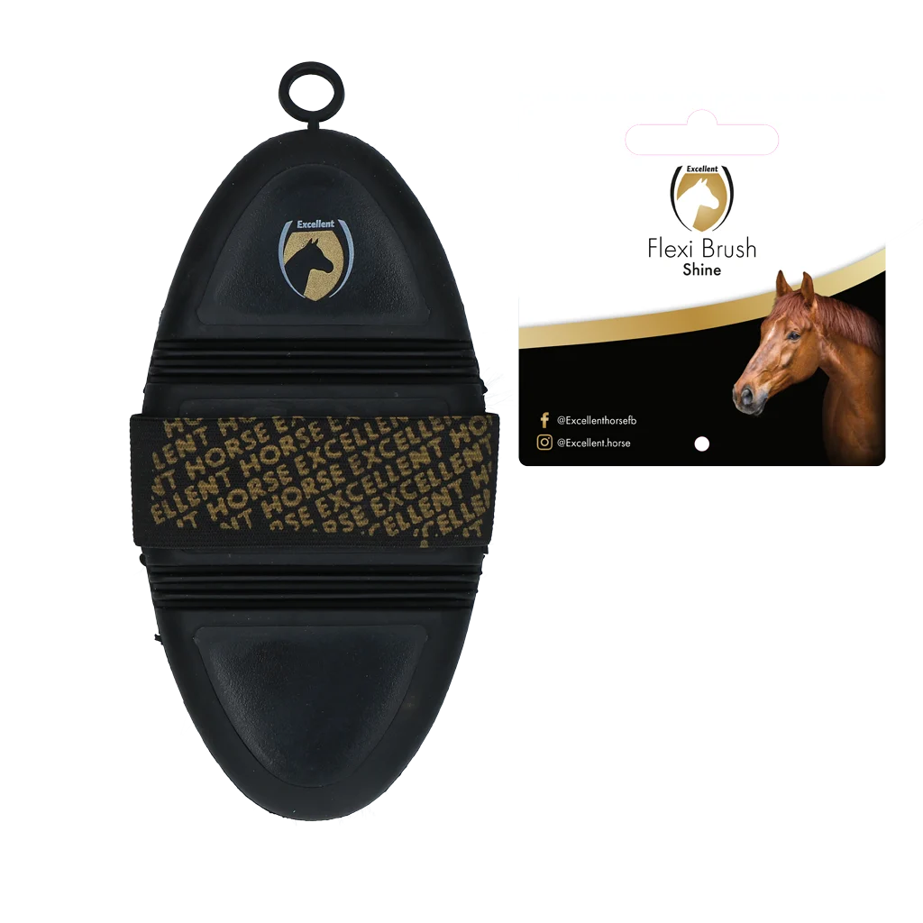 Jemný kartáč na koně s kozími štětinami a pružnou horní částí – Excellent Horse Flexi Brush Shine - Obrázek 2