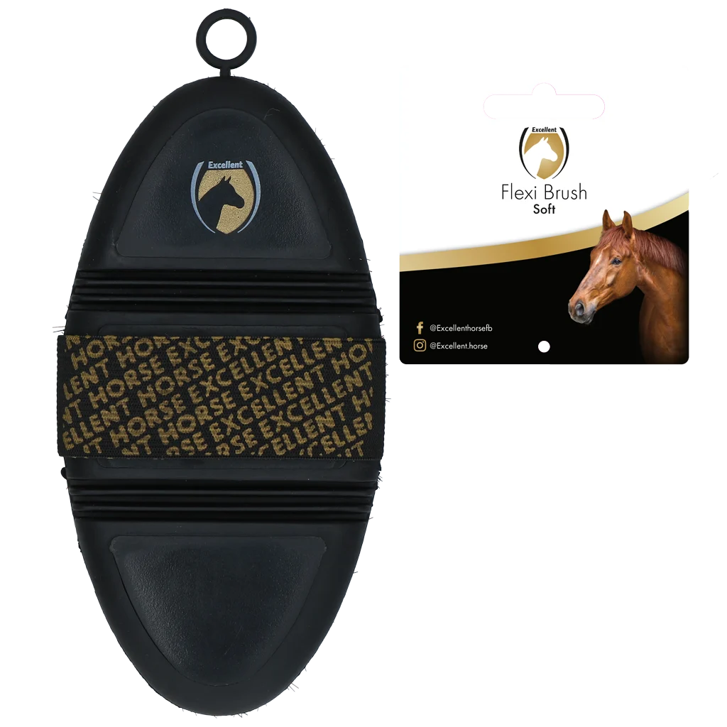 Měkký kartáč na koně na prach a písek s pružnou horní částí – Excellent Horse Flexi Brush Soft - Obrázek 2