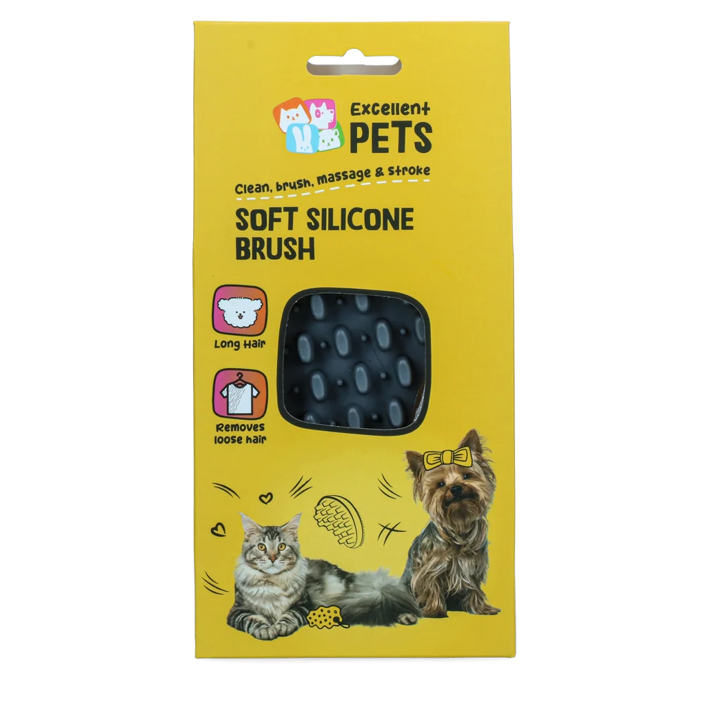 Silikonový kartáč pro psy s dlouhou srstí, 12 x 6,5 x 2,5 cm – Excellent Pets Soft Silicone Brush - Obrázek 1