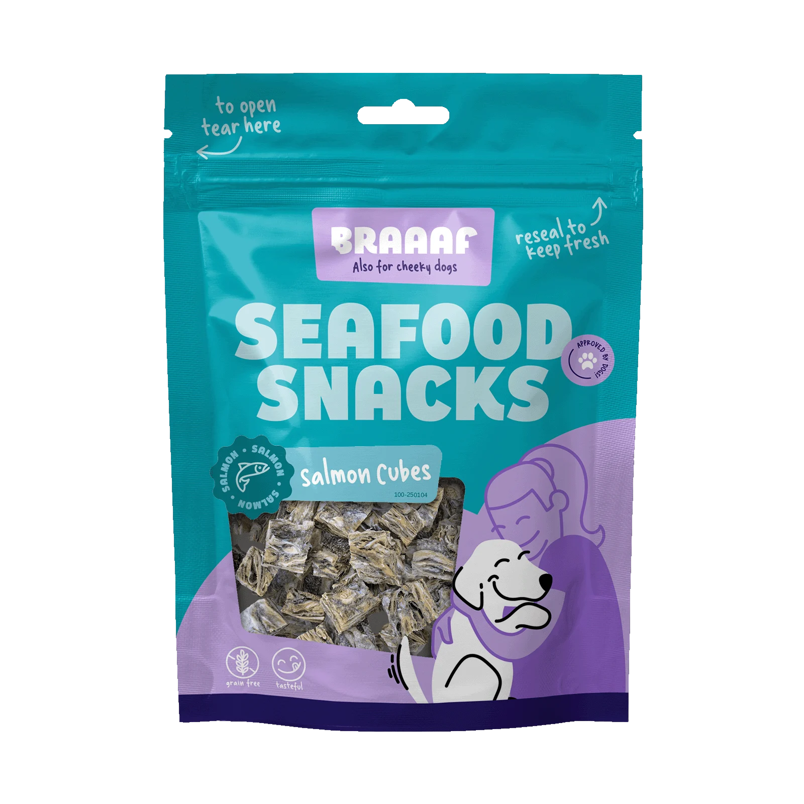 Lososové kostičky pro psy, vzduchem sušené – Braaaf Seafood lososové kostičky - Obrázek 1