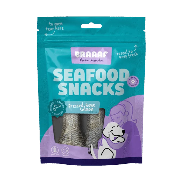 Žvýkací pamlsek z lososa, 12 cm – Braaaf Seafood Fish Bone