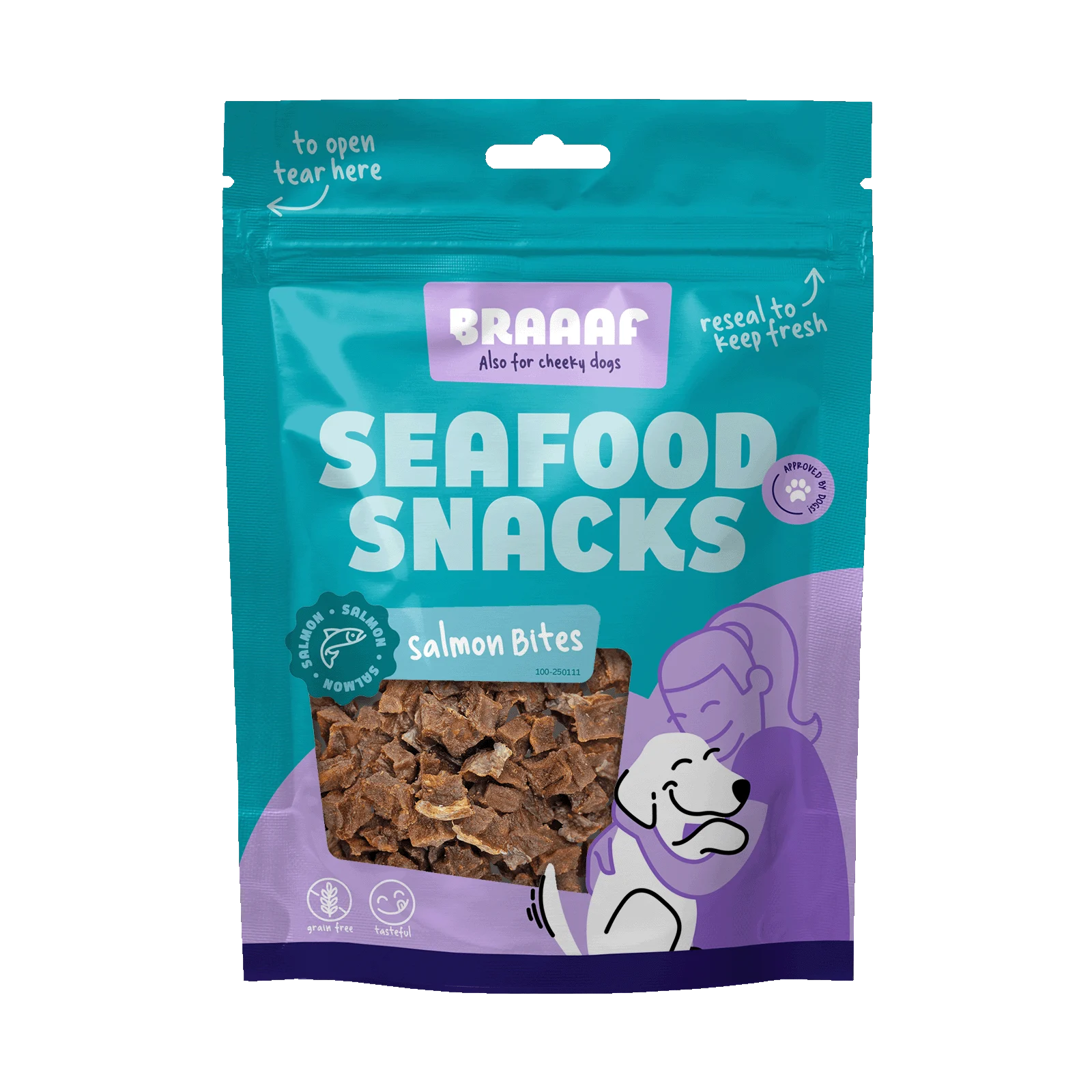 Lososové kousky pro psy, sušené vzduchem – Braaaf Seafood Zalm Bites - Obrázek 1