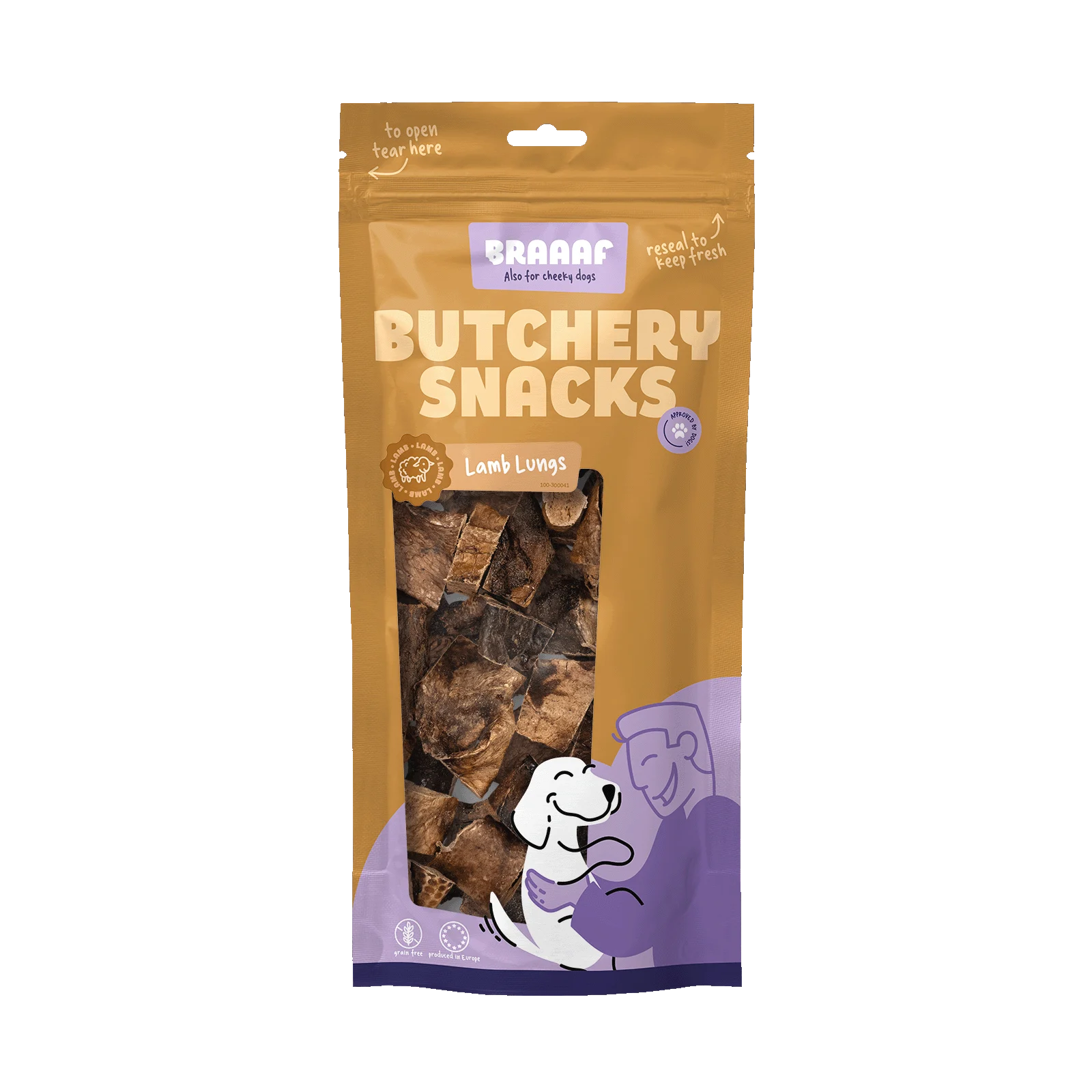 Pamlsek pro psy Jehněčí plíce, 85 g – Braaaf Butchery - Obrázek 1