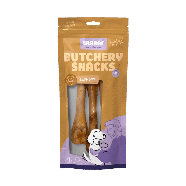 Žvýkací pamlsek, jehněčí kost pro psy, 3 kusy – Braaaf Butchery