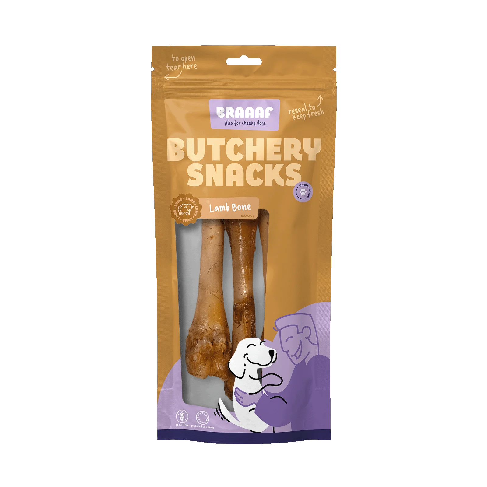 Žvýkací pamlsek, jehněčí kost pro psy, 3 kusy – Braaaf Butchery - Obrázek 1