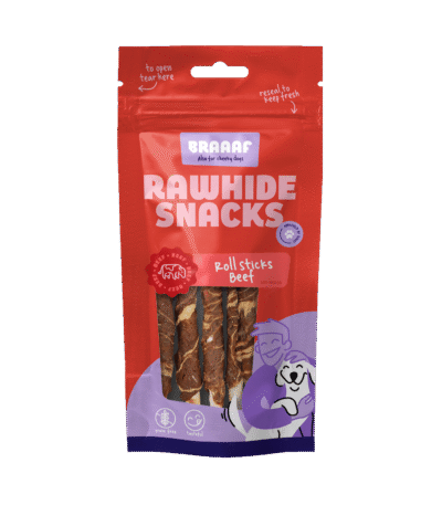 Žvýkací tyčinky s hovězím a rybou, 8 kusů – Braaaf Rawhide Roll Sticks