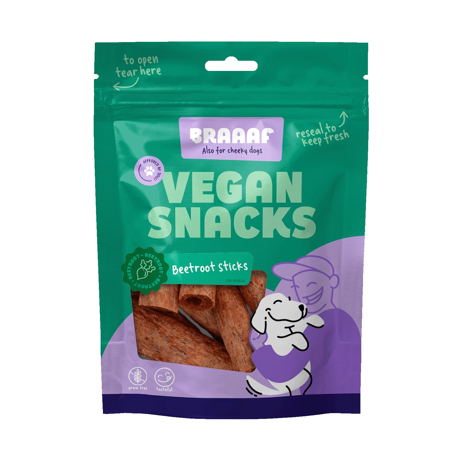 Pamlsek pro psy s červenou řepou, tyčinka o délce 6 cm – Braaaf Vegan Snack Rode Biet Stick - Obrázek 1