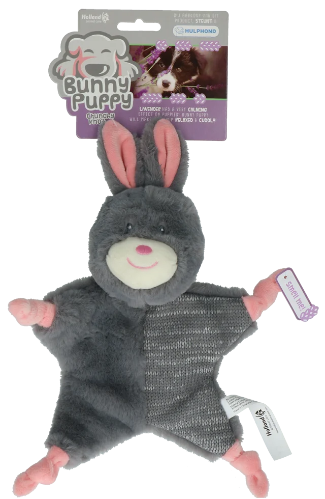 BUNN002.png Plyšový králíček pro psy s pískátkem – Bunny Puppy Crunchy Knot - Obrázek 1