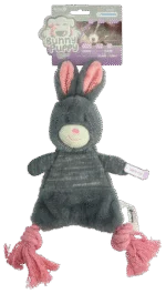 Plyšová hračka pro psy ve tvaru králíka s pískátkem – Bunny Puppy Crunchy Rope