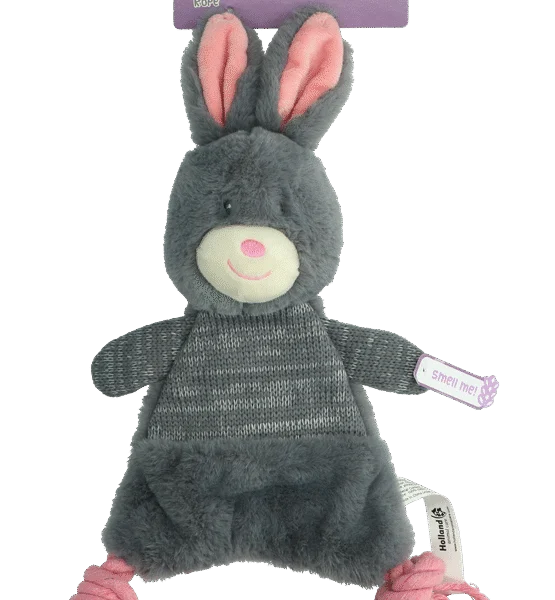 Plyšová hračka pro psy ve tvaru králíka s pískátkem – Bunny Puppy Crunchy Rope