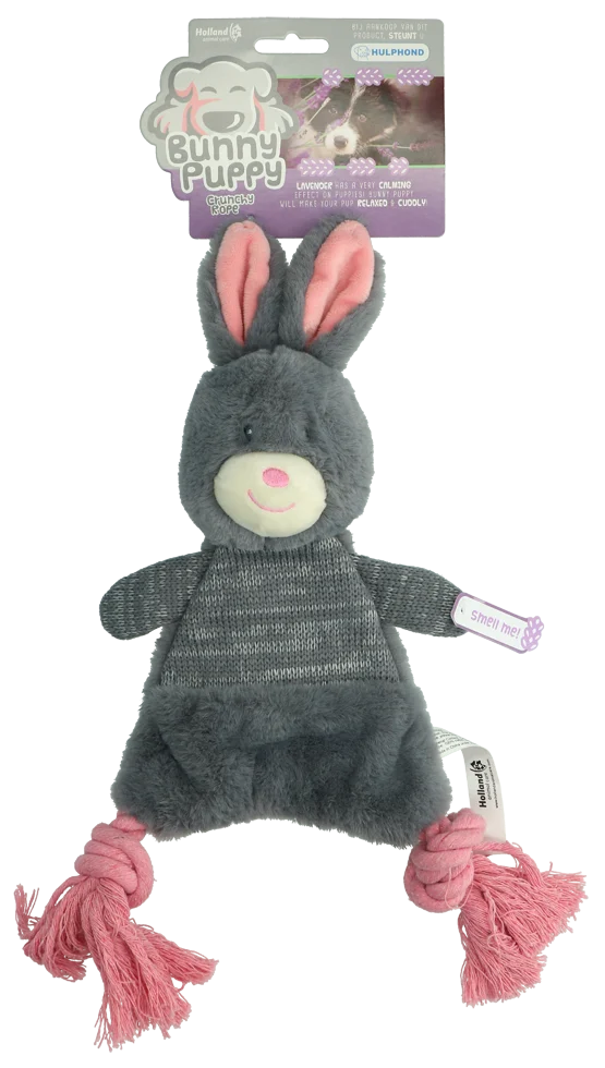 Plyšová hračka pro psy ve tvaru králíka s pískátkem – Bunny Puppy Crunchy Rope - Obrázek 1