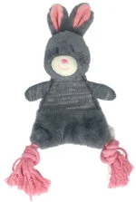 Plyšová hračka pro psy ve tvaru králíka s pískátkem – Bunny Puppy Crunchy Rope - Obrázek 3