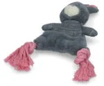 Plyšová hračka pro psy ve tvaru králíka s pískátkem – Bunny Puppy Crunchy Rope - Obrázek 4