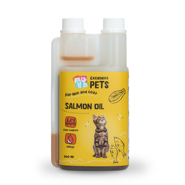 Lososový olej pro kočky s omega 3 a omega 6, 500 ml – Excellent Pets Cat Salmon Oil