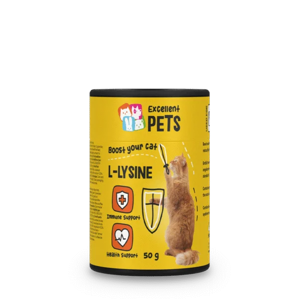 Lysinový prášek pro kočky s vitaminem B6, 50 g – Excellent Pets L-Lysine