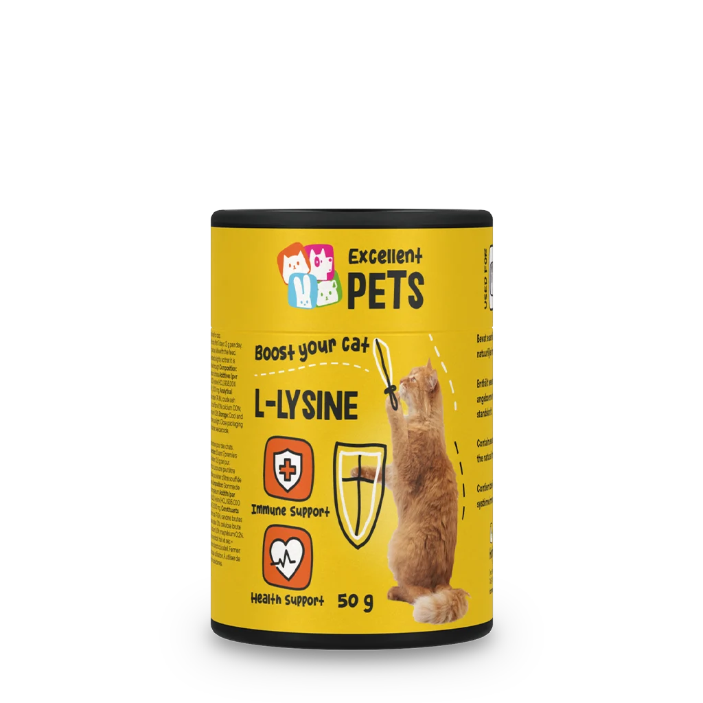 Lysinový prášek pro kočky s vitaminem B6, 50 g – Excellent Pets L-Lysine - Obrázek 1