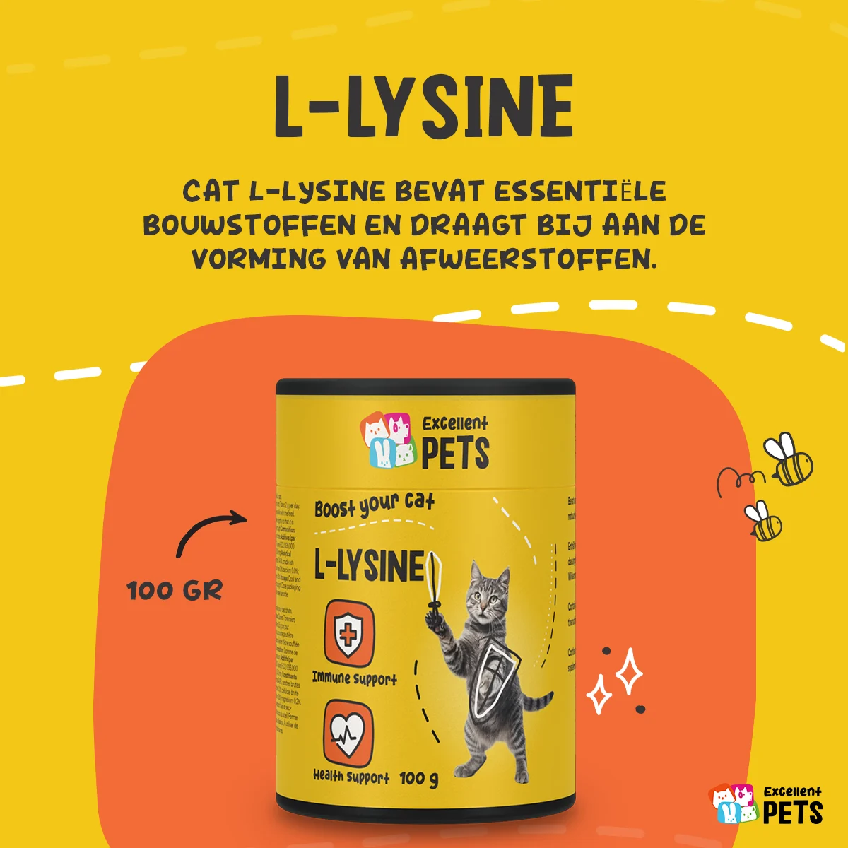 Lysinový prášek pro kočky s vitaminem B6, 100 g – Excellent Pets L-Lysine - Obrázek 5
