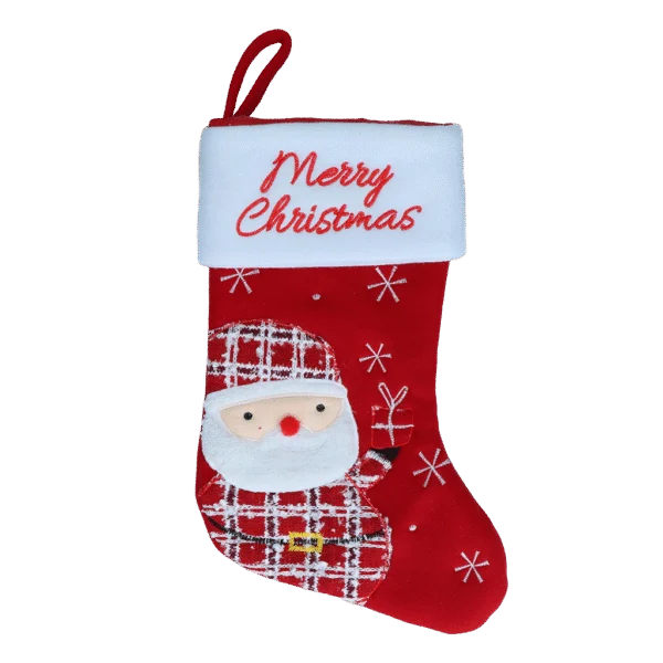Vánoční punčocha pro domácí mazlíčky s poutkem k zavěšení, 20 x 38 cm – Hofman Animal Care Christmas Stocking Wooly Santa