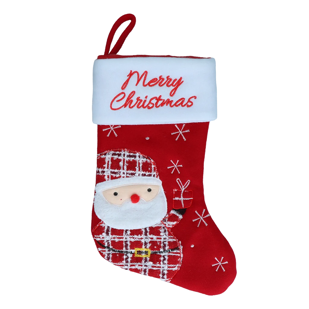 Vánoční punčocha pro domácí mazlíčky s poutkem k zavěšení, 20 x 38 cm – Hofman Animal Care Christmas Stocking Wooly Santa - Obrázek 1