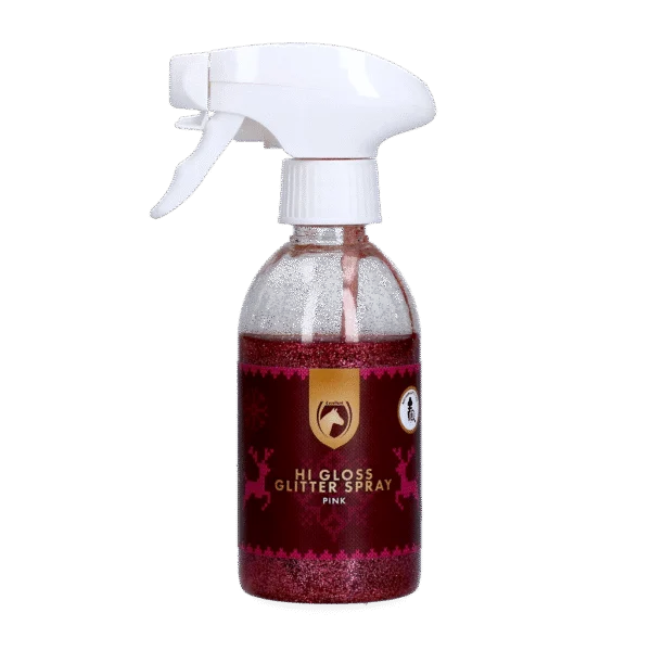Třpytivý sprej pro koně, růžový, 250 ml – Excellent Horse Christmas Hi Gloss Glitter Spray