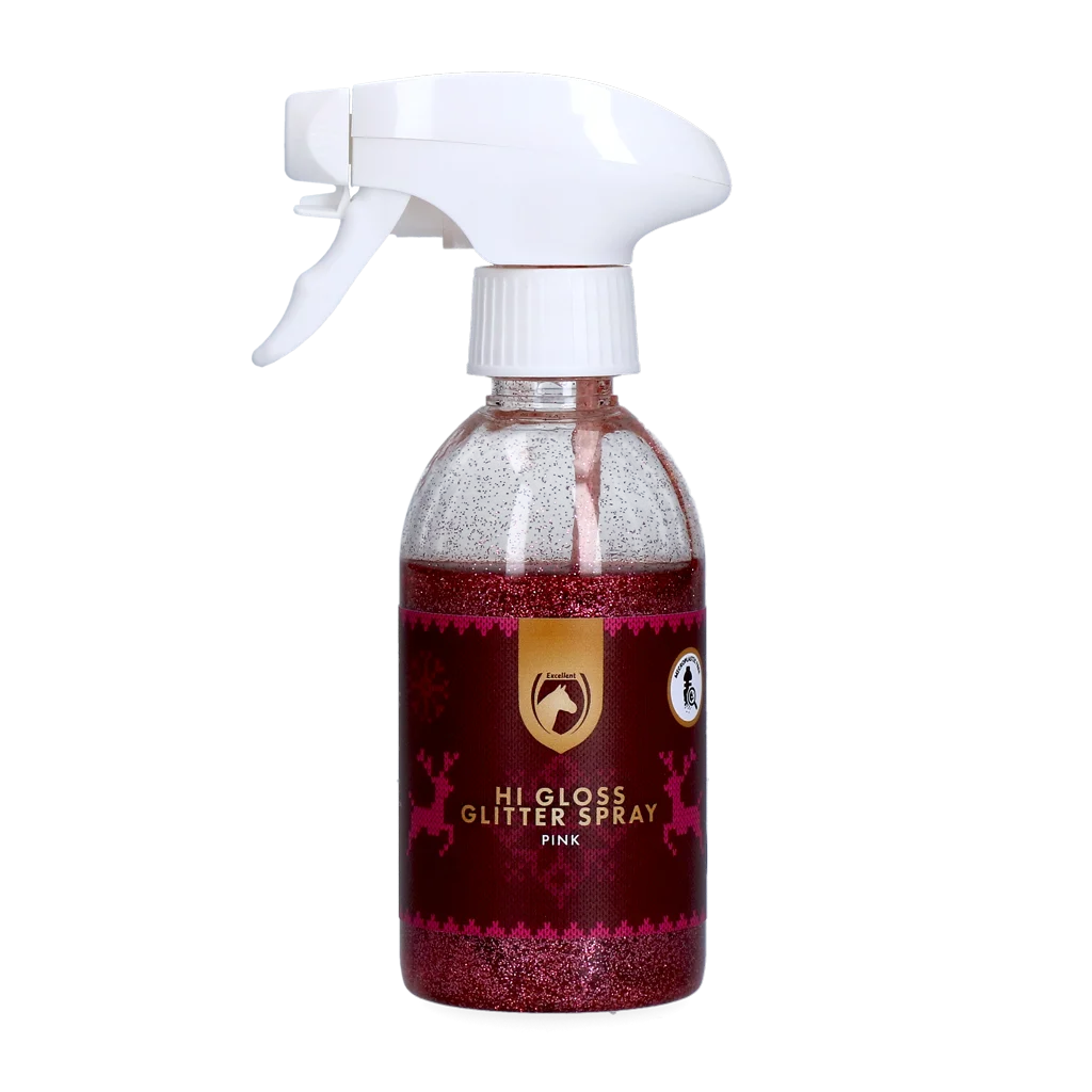 CHRI0421.png Třpytivý sprej pro koně, růžový, 250 ml – Excellent Horse Christmas Hi Gloss Glitter Spray - Obrázek 1