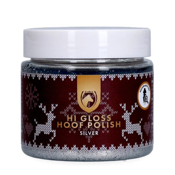 Stříbrný třpytivý lak na kopyta, 150 ml – Excellent Horse Christmas Hi Gloss Hoof Polish