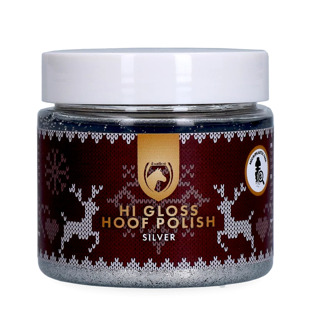 Stříbrný třpytivý lak na kopyta, 150 ml – Excellent Horse Christmas Hi Gloss Hoof Polish - Obrázek 1