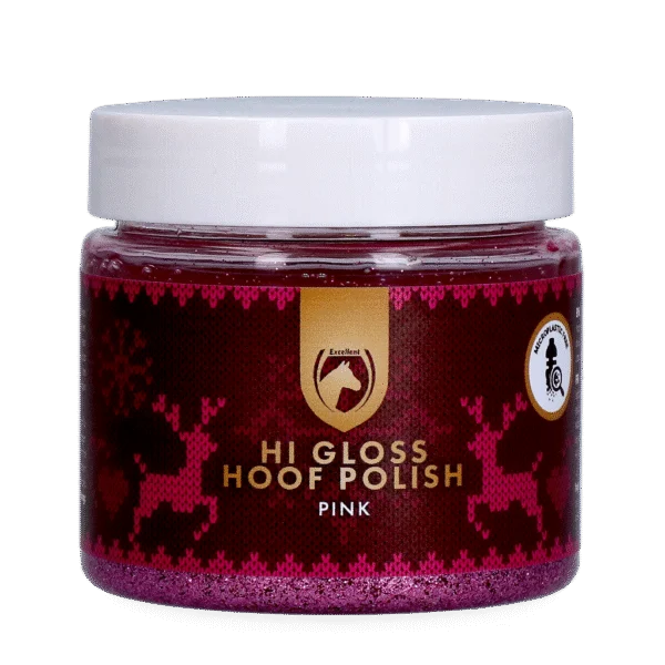 Růžový třpytivý lak na kopyta, 150 ml – Excellent Horse Christmas Hi Gloss Hoof Polish