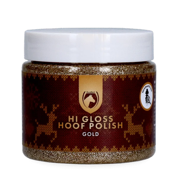 Zlatý třpytivý lak na kopyta, 150 ml – Excellent Horse Christmas Hi Gloss Hoof Polish