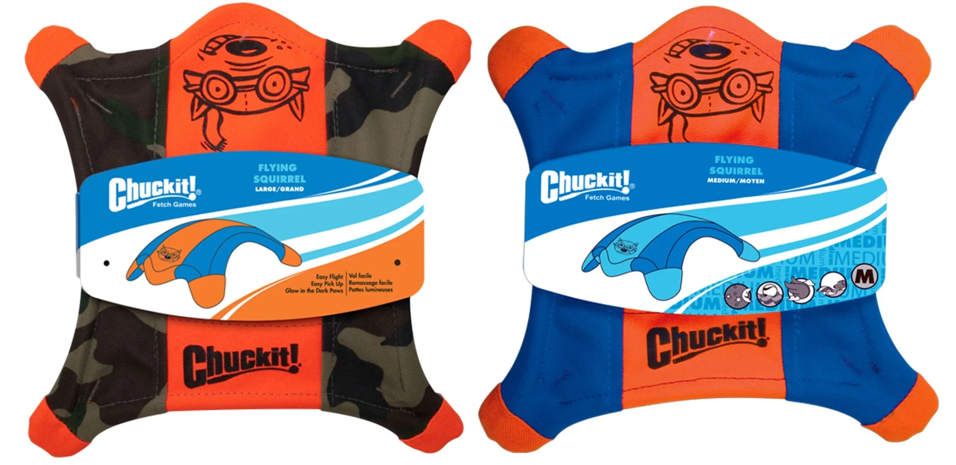 Frisbee pro psy z plátna se svítícími tlapkami, 24 x 24 cm – Chuckit! Flying Squirrel M - Obrázek 2