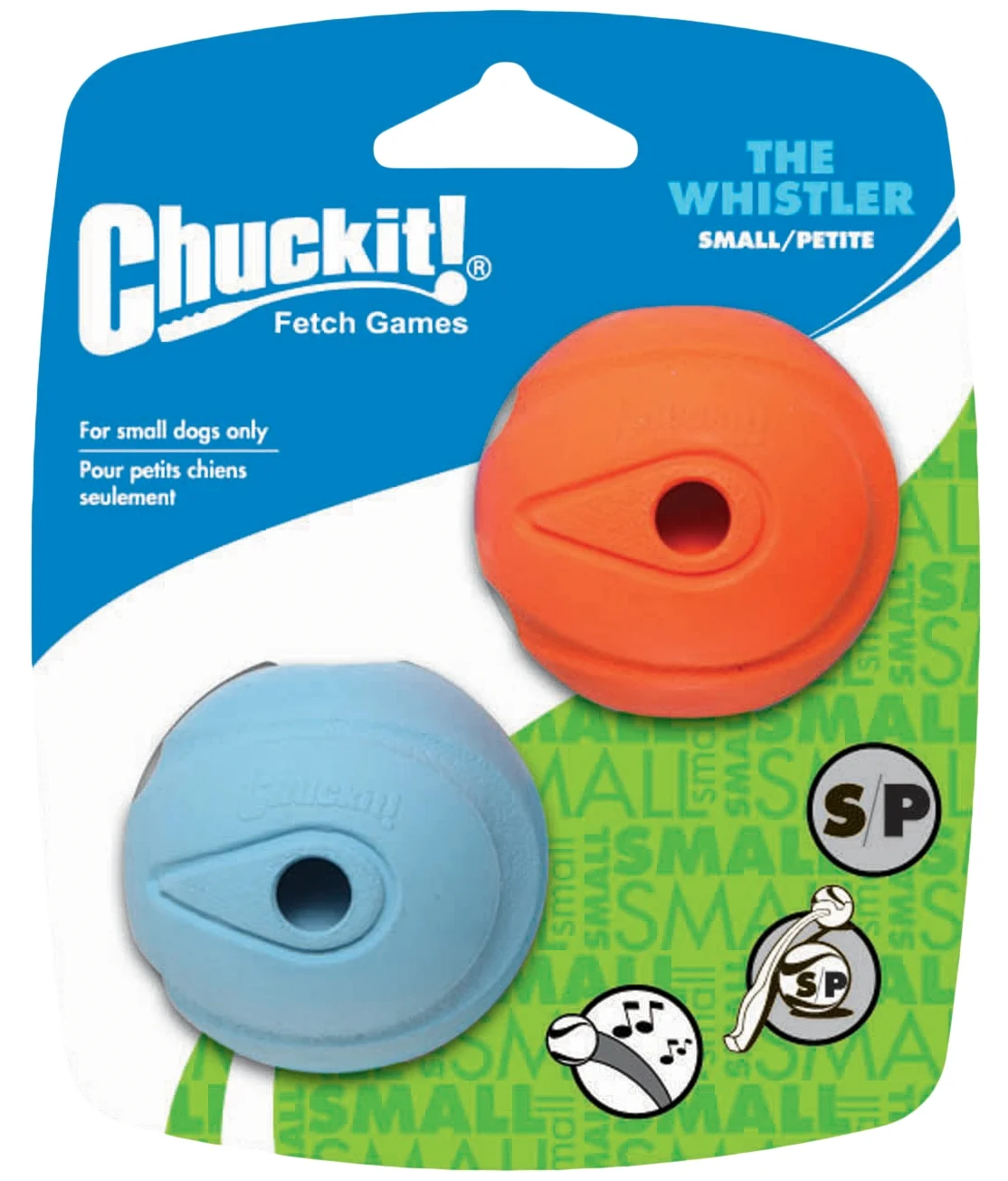 Psí míček s píšťalkou S, ø 5 cm, 2 kusy – Chuckit! The Whistler - Obrázek 1