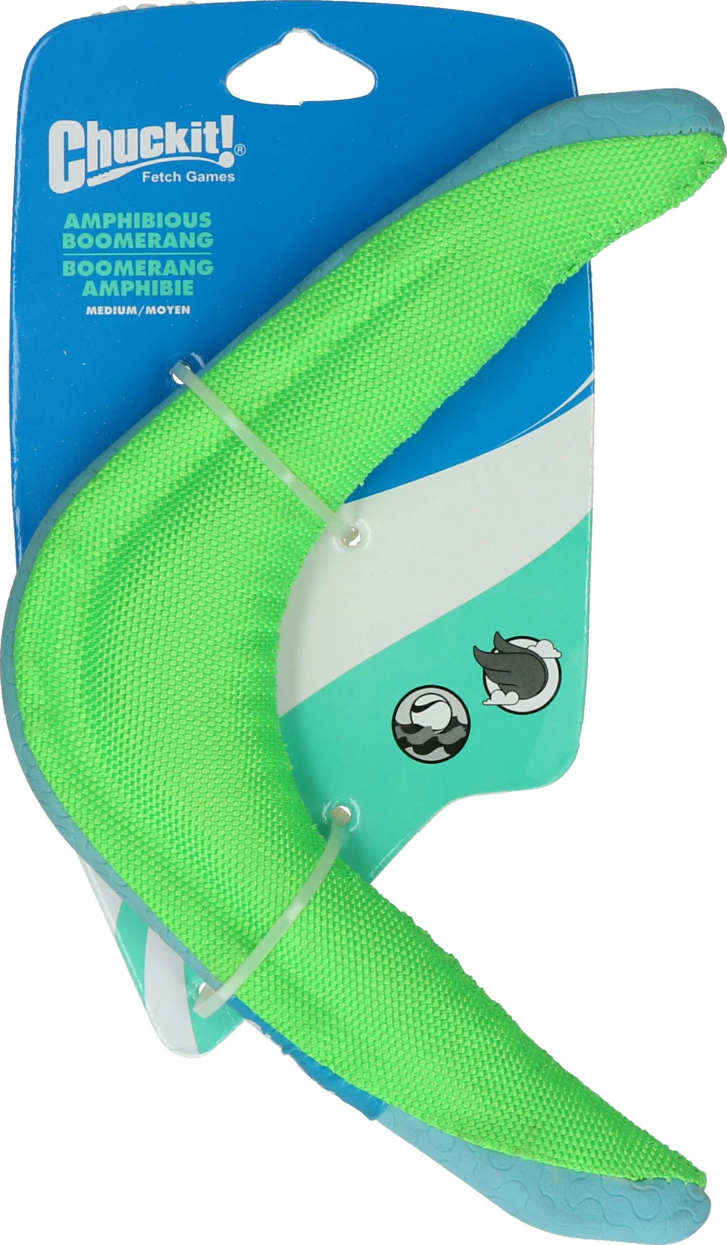 Psí bumerang M, plovoucí, náhodná barva zelená nebo oranžová – Chuckit! Amphibious Boomerang - Obrázek 2