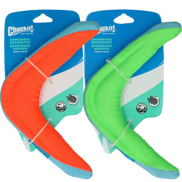 Psí bumerang M, plovoucí, náhodná barva zelená nebo oranžová – Chuckit! Amphibious Boomerang