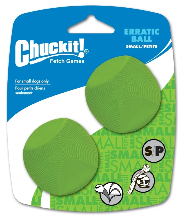 Gumový míček pro psy s hranatým tvarem, S 5 cm, 2 ks – Chuckit! Erratic Ball - Obrázek 1