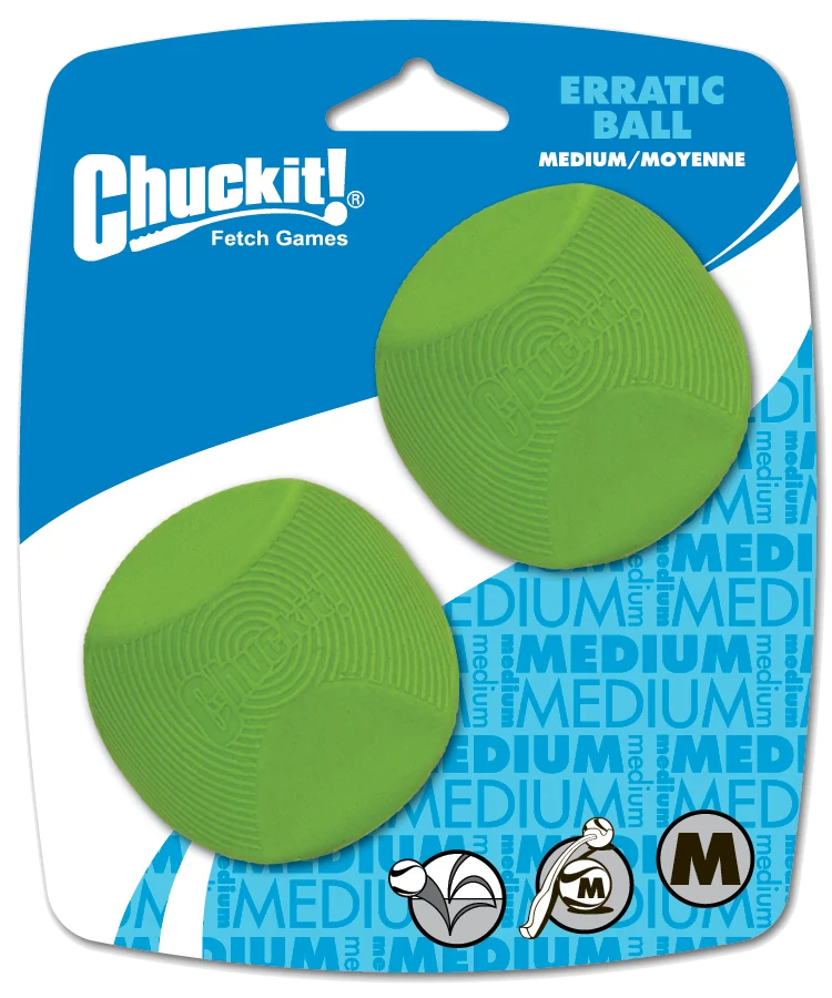 Gumový míček pro psy s hranatým tvarem, M 6 cm, 2 ks – Chuckit! Erratic Ball - Obrázek 1