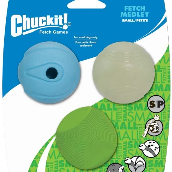 Psí míčky se světlem a zvukem, 3 ks, Ø 5 cm – Chuckit! Fetch Medley S