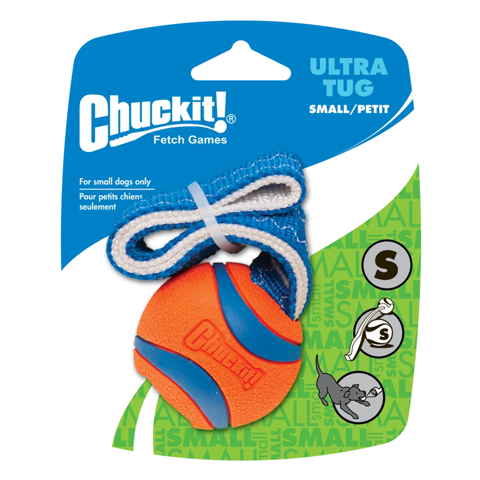 Přetahovací hračka pro psy s tenisovým míčkem a páskem, ø 5 cm – Chuckit! Ultra Tug S - Obrázek 1