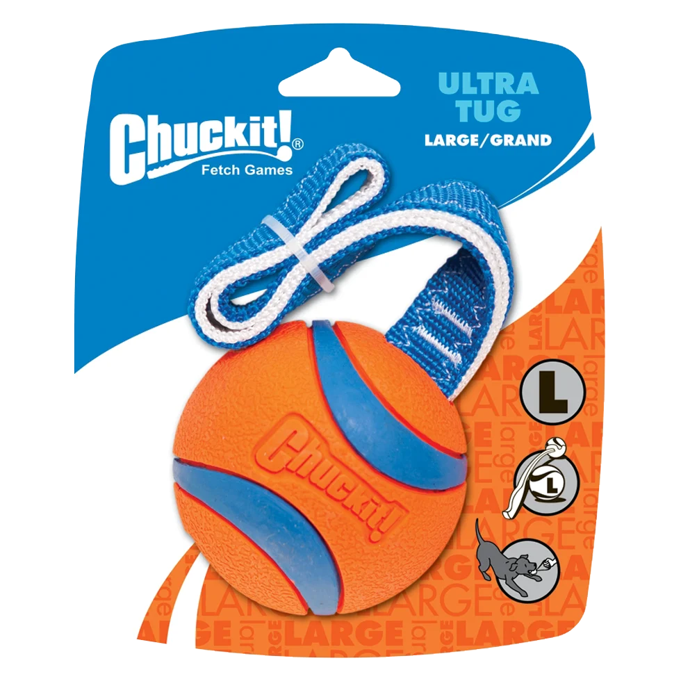 Přetahovací hračka pro psy s tenisovým míčkem a páskem, ø 7 cm – Chuckit! Ultra Tug L - Obrázek 1
