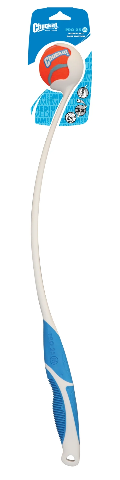 Házeč míčků pro psy s gumovou rukojetí a tenisovým míčkem, 63 cm – Chuckit! Pro Launcher M - Obrázek 1
