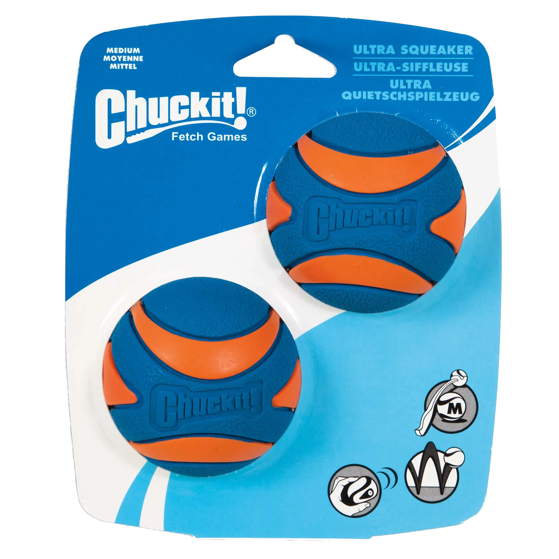CHUC33068.jpg Gumový pískací míček pro psy M, ø 6 cm, 2 ks – Chuckit! Ultra Squeaker Ball - Obrázek 1