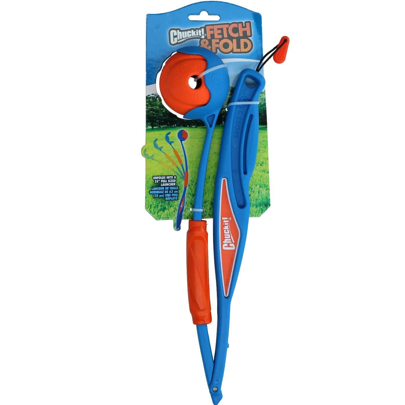 Skládací házeč míčků s gumovým míčkem, rozložený 63 cm – Chuckit! Fetch & Fold Launcher Original - Obrázek 1