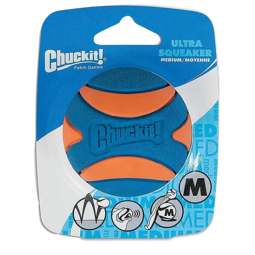 CHUC52068.png Gumový míček pro psy s pískátkem M, ø 6 cm, 1 kus – Chuckit! Ultra Squeaker Ball - Obrázek 1