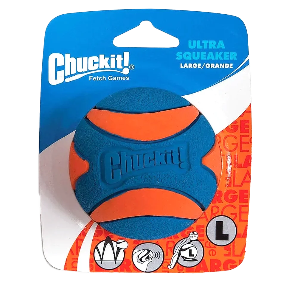 Gumový psí míček s pískátkem L, ø 7 cm, 1 kus – Chuckit! Ultra Squeaker Ball - Obrázek 1