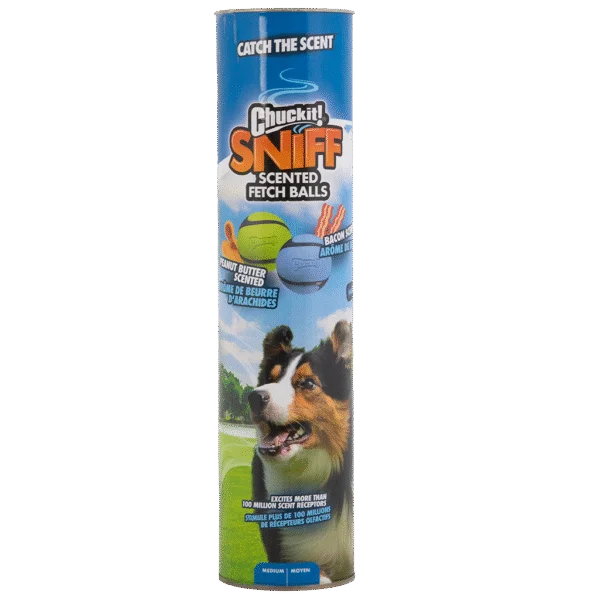 Míčky pro psy s vůní slaniny a arašídového másla, 4 ks – Chuckit! Sniff Fetch Ball Bacon & Peanut Butter M