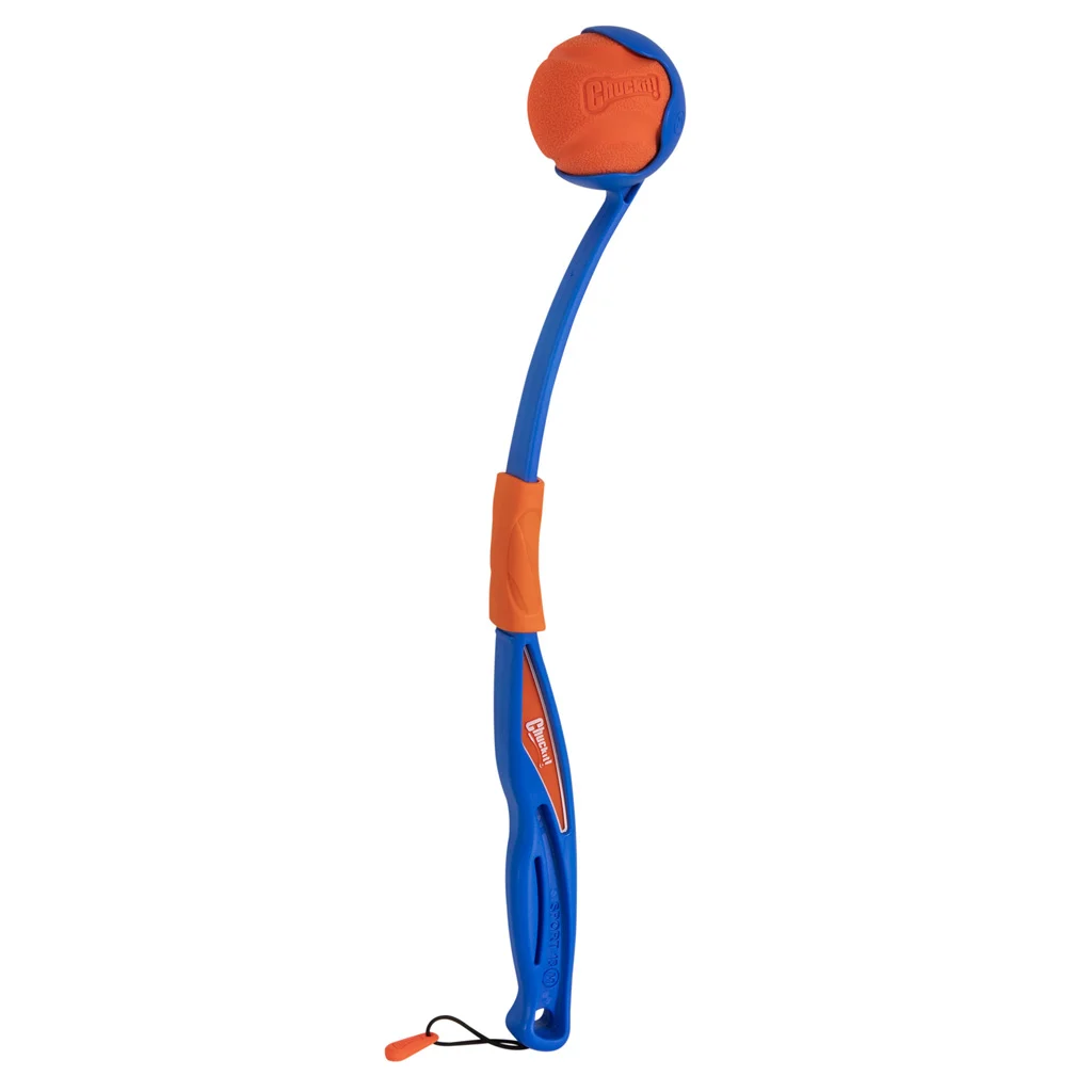 Skládací házeč míčků s gumovým míčkem, po rozložení 46 cm – Chuckit! Fetch & Fold Launcher Mini - Obrázek 1