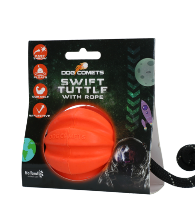 Oranžový míček pro psy s provazem – Dog Comets Swift Tuttle